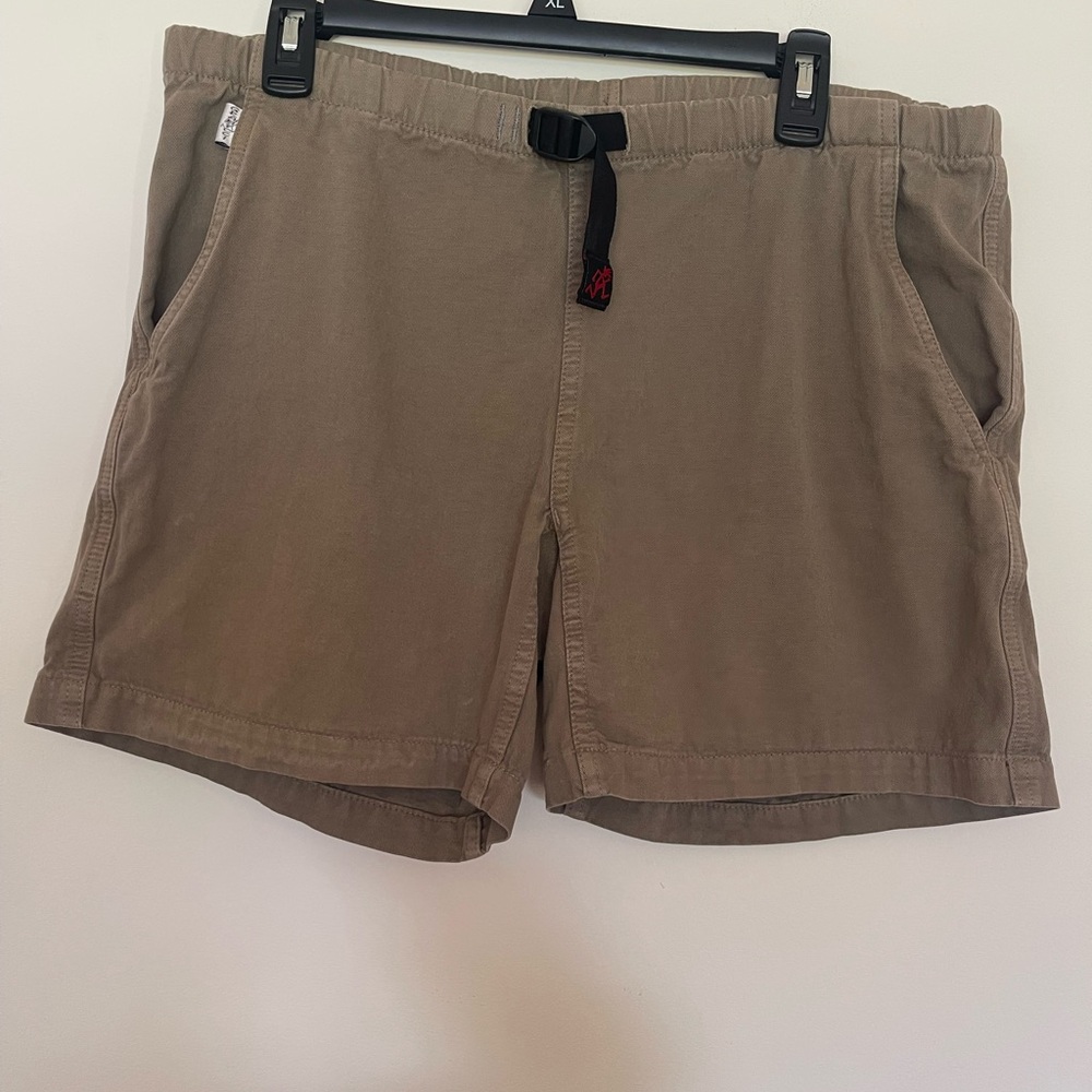 Vintage Gramicci women's shorts 100% ring spun cotton tan brown ish belt outdoor